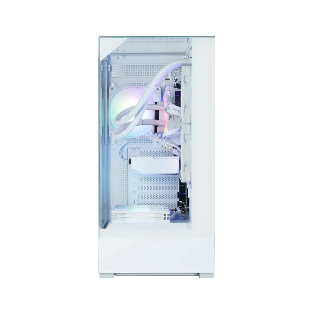 Zalman P40 Prism White ATX Mid-Tower PC Case – Tempered Glass, ARGB