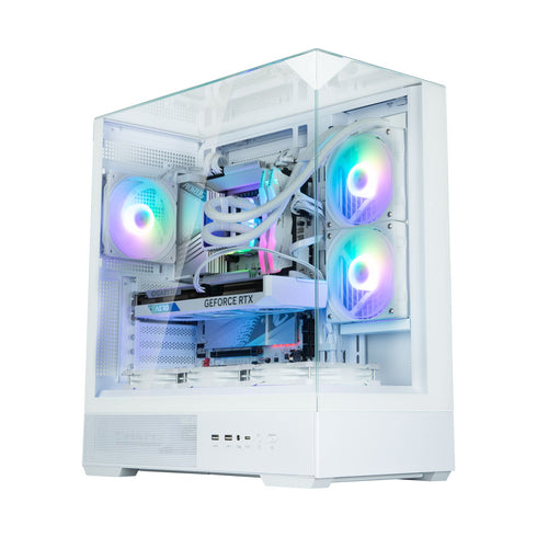 Zalman P40 Prism White ATX Mid-Tower PC Case – Tempered Glass, ARGB