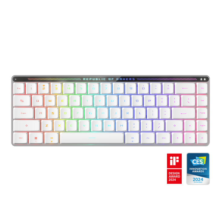 ASUS ROG Falchion RX Low Profile 65% RX Optical Tri-Mode 1000Hz Gaming Keyboard - White