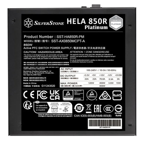 Silverstone HELA 850R Cybenetics Platinum PCIE 5.0 Full Modular ATX Power Supply - Anigma