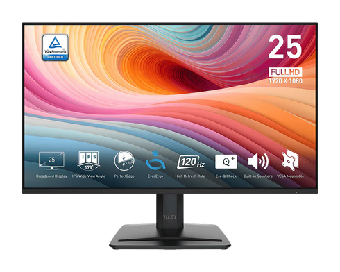 MSI PRO MP251 E2 Business Productivity Monitors, 25" IPS Display, FHD Resolution, 120Hz Refresh Rate, 1ms (MPRT) Response Time