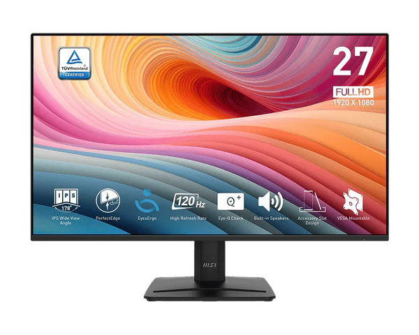 MSI PRO MP275 E2 27" FHD IPS Monitor, 120Hz, 1ms, HDR Ready, Adaptive-Sync, Built-In Speakers, Anti-Glare Display