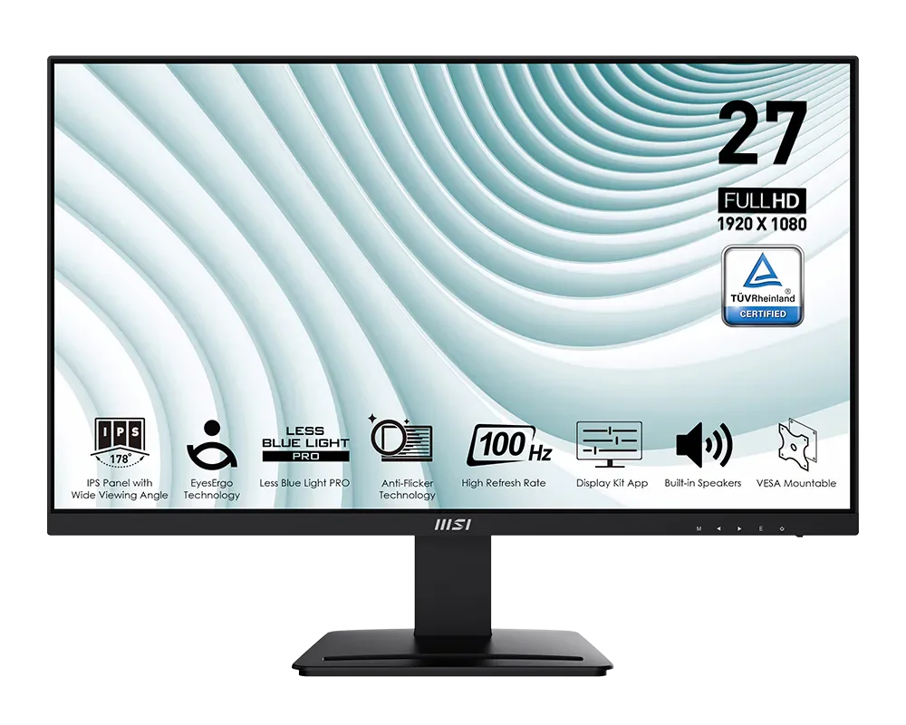 MSI Pro MP273A Desktop Business Monitor 27" Full HD - IPS Panel 1920x1080, 100Hz