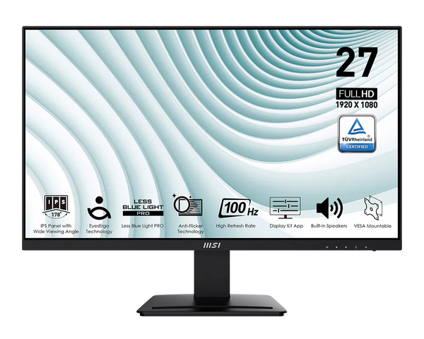 MSI Pro MP273A Desktop Business Monitor 27" Full HD - IPS Panel 1920x1080, 100Hz