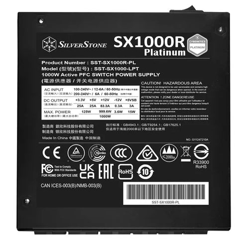 Silverstone SX1000R 80 Plus Platinum PCIE 5.0 Full Modular SFX-L Power Supply - Anigma