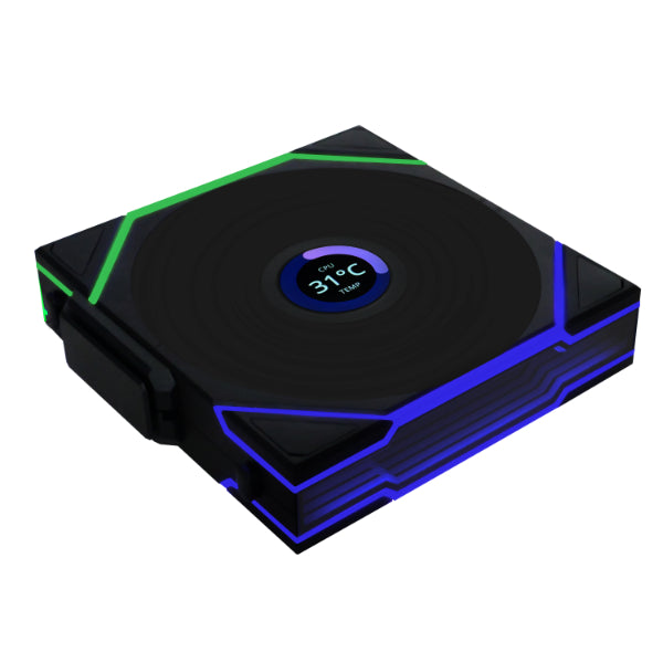 Lian Li UNI FAN TL120 LCD Wireless 120mm Fan Black 3-Pack | 1.6" LCD | 2.4GHz | 1900 RPM | 62 CFM | L-Wireless Controller