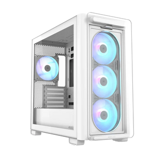 ASUS A23 PLUS ARGB Micro-ATX Case, White (4 Pre-Installed Fans)