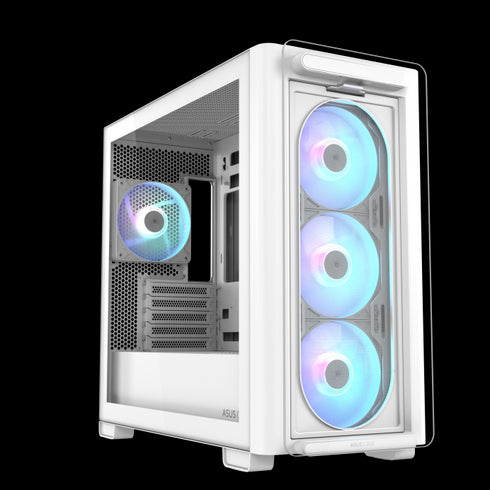 ASUS A23 PLUS ARGB Micro-ATX Case, White (4 Pre-Installed Fans)