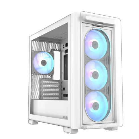 ASUS A23 PLUS ARGB Micro-ATX Case, White (4 Pre-Installed Fans)