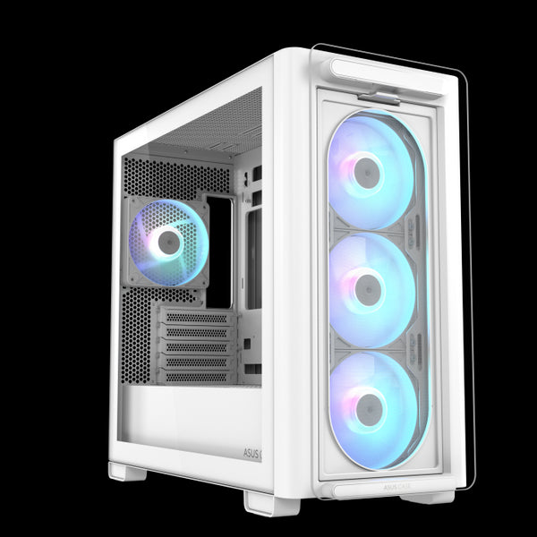 ASUS A23 PLUS ARGB Micro-ATX Case, White (4 Pre-Installed Fans)