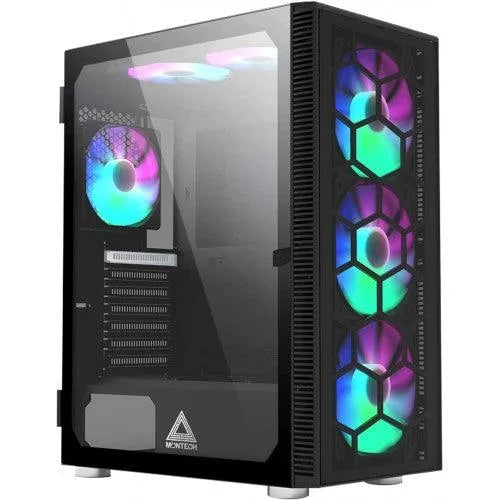 Montech X3 Glass Mid Tower Case Black (3x 140mm RGB Fans Included) - Anigma