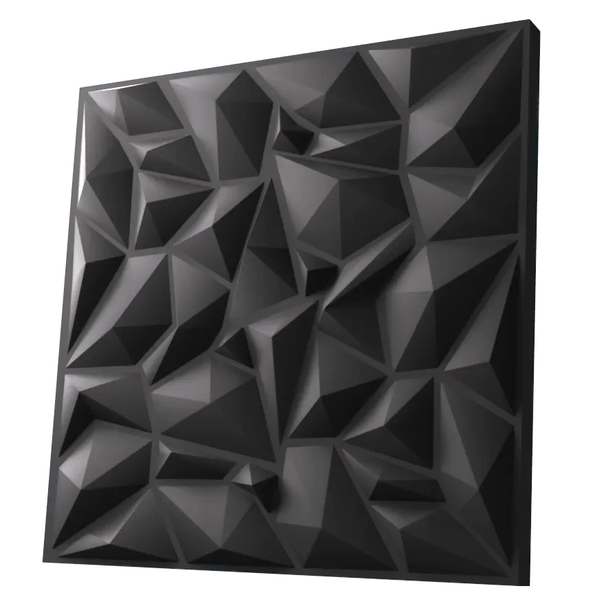Anigma 3D PVC Wall Panels, Low Poly Shape, Black/White, Easy Installation, 12 pieces - Anigma