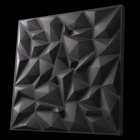 Anigma 3D PVC Wall Panels, Low Poly Shape, Black/White, Easy Installation, 12 pieces - Anigma