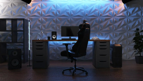 Anigma 3D PVC Wall Panels, Polygons Shape, Black/White, Easy Installation, 12 pieces - Anigma