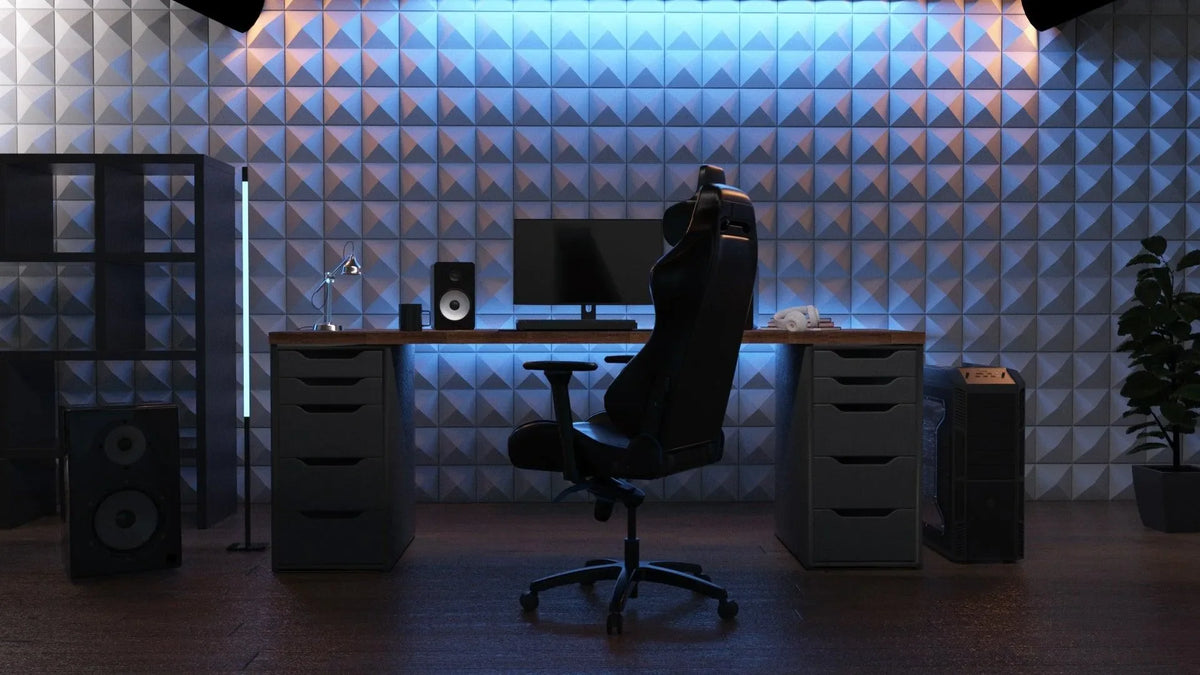 Anigma 3D PVC Wall Panels, Pyramids Shape, Black/White, Easy Installation, 12 pieces - Anigma