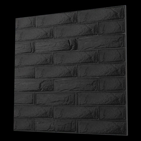 Anigma 3D PVC Wall Panels, Bricks Shape, Black/White, Easy Installation, 12 pieces - Anigma