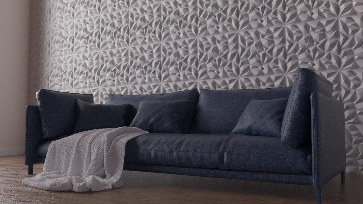 Anigma 3D PVC Wall Panels, Low Poly Shape, Black/White, Easy Installation, 12 pieces - Anigma
