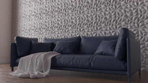 Anigma 3D PVC Wall Panels, Low Poly Shape, Black/White, Easy Installation, 12 pieces - Anigma