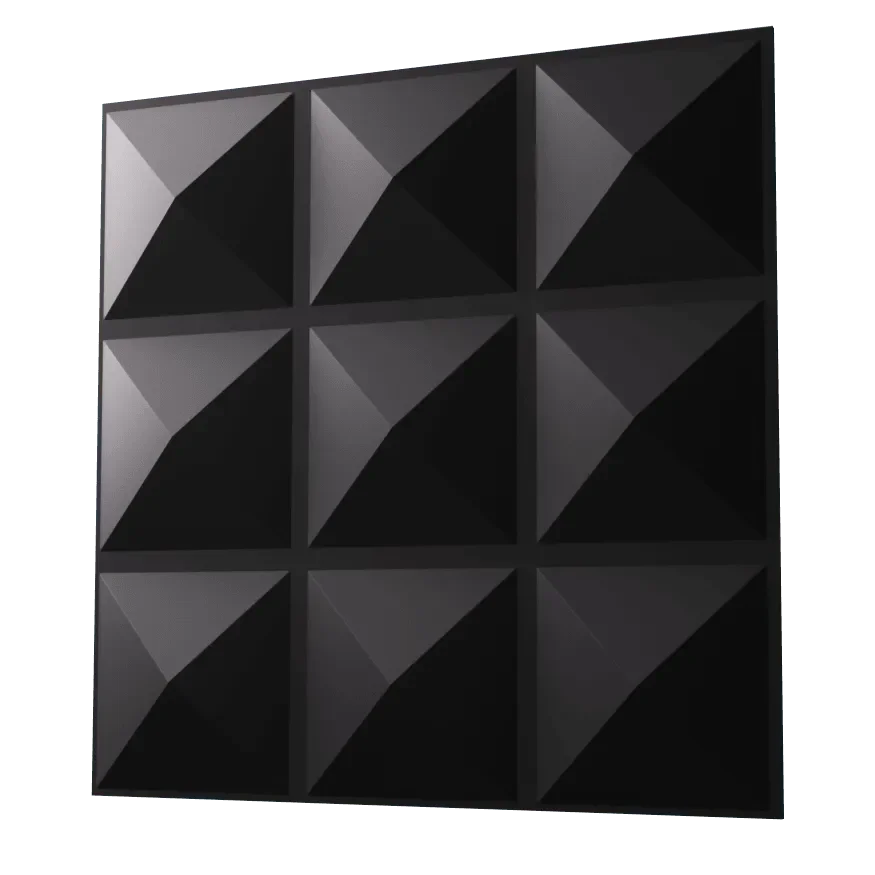 Anigma 3D PVC Wall Panels, Pyramids Shape, Black/White, Easy Installation, 12 pieces - Anigma