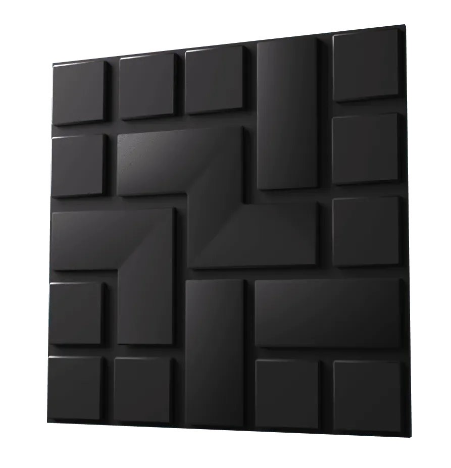 Anigma 3D PVC Wall Panels, Tetris Shape, Black/White, Easy Installation - Anigma