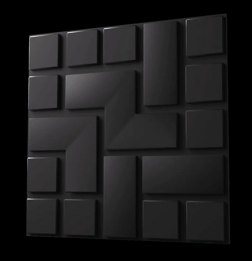 Anigma 3D PVC Wall Panels, Tetris Shape, Black/White, Easy Installation - Anigma