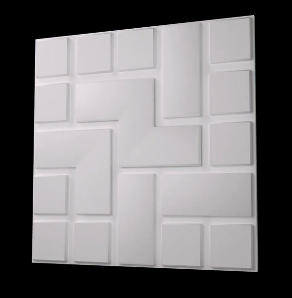 Anigma 3D PVC Wall Panels, Tetris Shape, Black/White, Easy Installation - Anigma