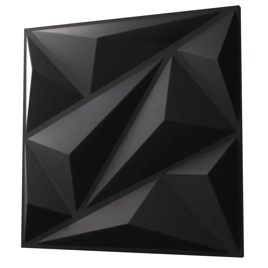Anigma 3D PVC Wall Panels, Polygons Shape, Black/White, Easy Installation, 12 pieces - Anigma