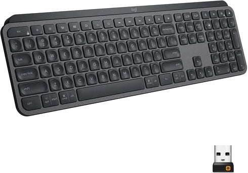 Logitech MX Keys Advanced Wireless Illuminated Keyboard, 10m Range, USB-C Rechargeable, US Layout - Graphite - Anigma