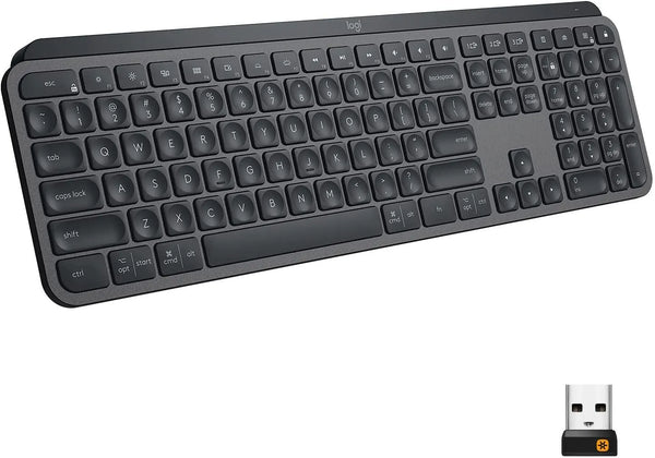 Logitech MX Keys Advanced Wireless Illuminated Keyboard, 10m Range, USB-C Rechargeable, US Layout - Graphite - Anigma
