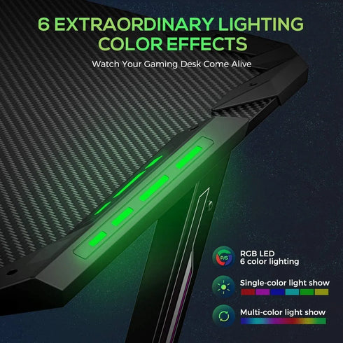 Eureka Ergonomic Z60 Black Gaming Desk with RGB Lights - Anigma
