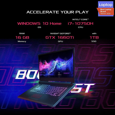Asus ROG Strix G15 G512LU-HN161T Gaming Laptop - Intel i7-10750H, 16GB RAM, 1TB, GTX 1660Ti, 15.6 inches, Windows 10, Eng-Arb-KB - Anigma