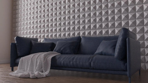 Anigma 3D PVC Wall Panels, Pyramids Shape, Black/White, Easy Installation, 12 pieces - Anigma