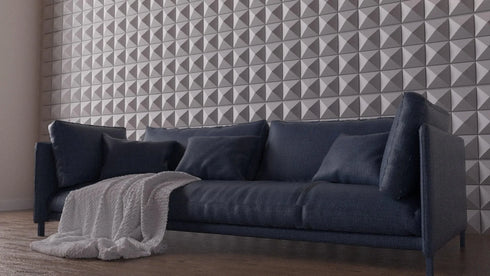 Anigma 3D PVC Wall Panels, Pyramids Shape, Black/White, Easy Installation, 12 pieces - Anigma