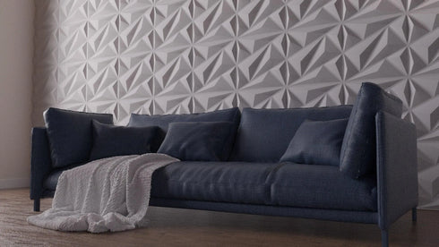 Anigma 3D PVC Wall Panels, Polygons Shape, Black/White, Easy Installation, 12 pieces - Anigma