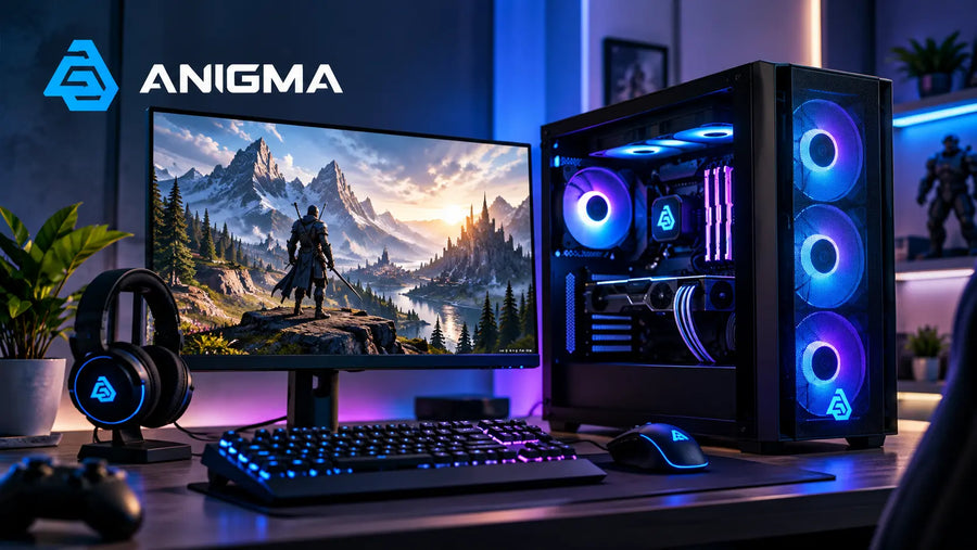 ANIGMA gaming computer setup in UAE with RGB gaming PC and accessories