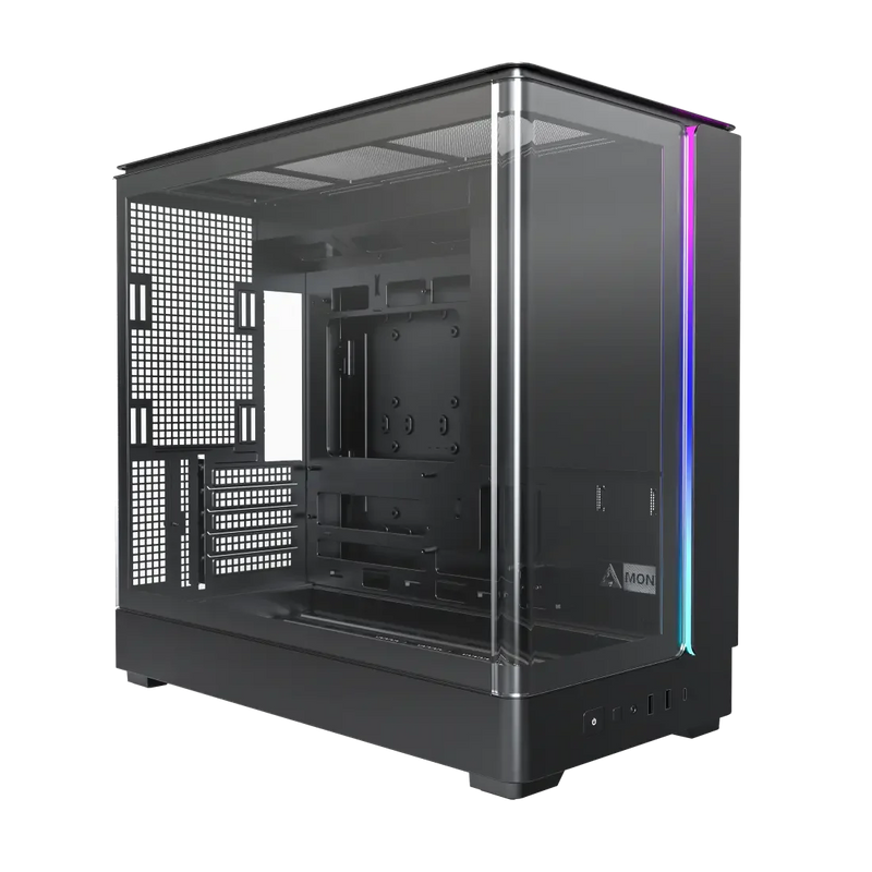 Montech KING 15 PRO Black – Micro-ATX Dual-Chamber PC Case, 15° Curved Tempered Glass, 4x ARGB PWM Fans Pre-installed