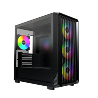 MONTECH X5M - Micro ATX Gaming PC Case, High Airflow, 4x120mm ARGB Fans Pre-Installed, Glass Side Panel, Carbon Fiber Print Accents, Black