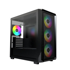 MONTECH X5M - Micro ATX Gaming PC Case, High Airflow, 4x120mm ARGB Fans Pre-Installed, Glass Side Panel, Carbon Fiber Print Accents, Black