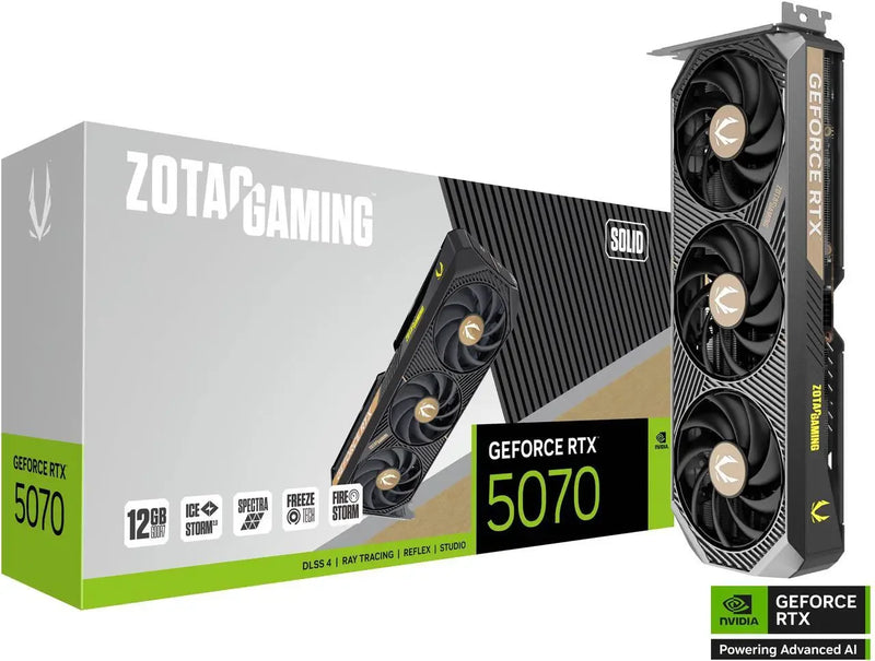 ZOTAC GAMING GeForce RTX 5070 SOLID 12GB GDDR7 Graphics Card | Blackwell Architecture | ZT-B50700D-10P