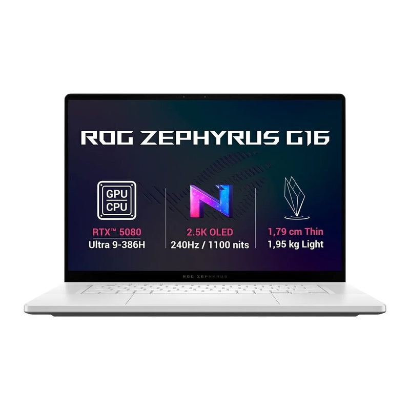 ASUS ROG Zephyrus G16 GU606AW Laptop | Intel Core Ultra 9 386H | RTX 5080 16GB | 32GB RAM | 1TB SSD | 16" 2.5K OLED 240Hz | Win 11 | Platinum White
