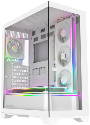 Anigma AN02 ATX Tempered Glass Case, Hidden Connector Edition, White