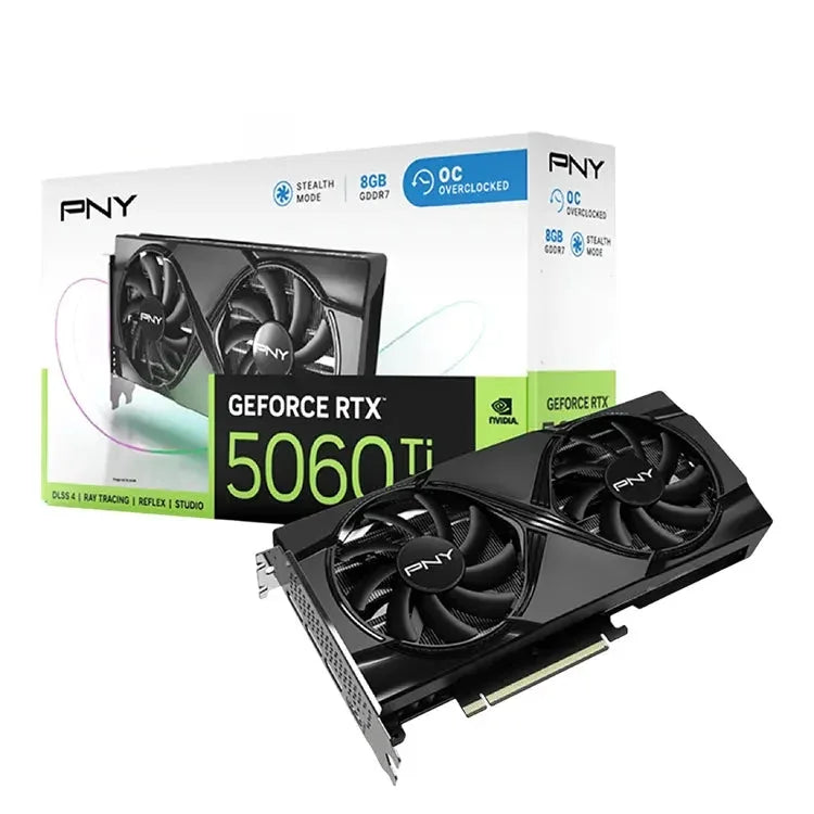 PNY GeForce RTX 5060 Ti 8GB OC Dual Fan Graphics Card - NVIDIA Blackwell, DLSS 4, Ray Tracing, GDDR7