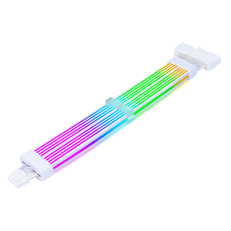 Acegeek Sleeved AC124 ARGB 12+4 Pin Extender Cable, White - Anigma