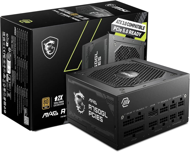 MSI MAG A750GL 750W 80+ Gold PCIE 5.0 Fully Modular Power Supply - Anigma