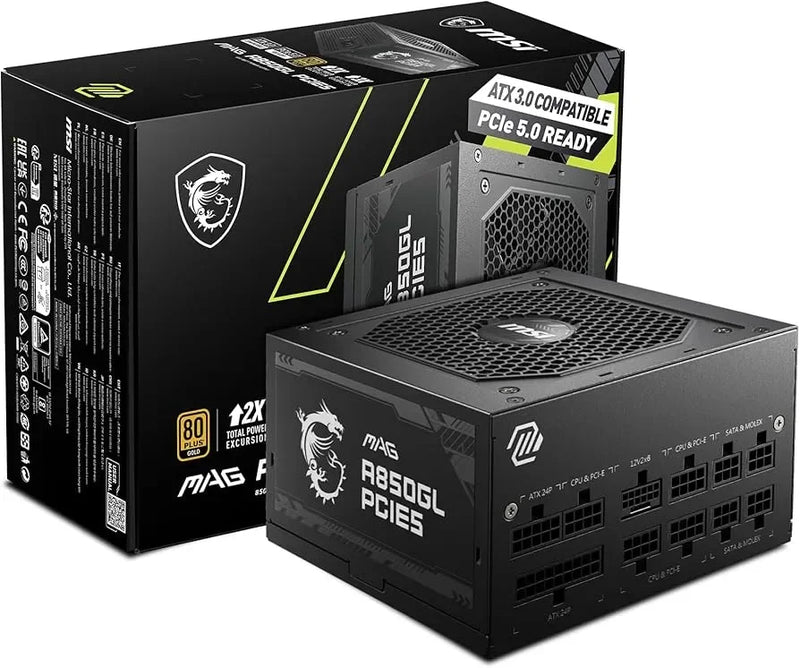 MSI MAG A850GL 850Watts 80 Plus Gold PCIE 5.0 Full Modular ATX Power Supply - Anigma