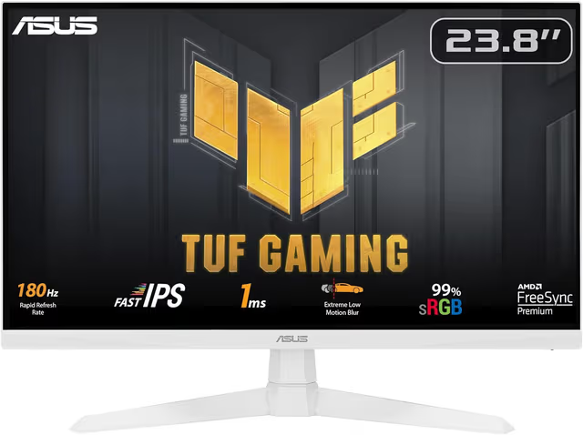 ASUS TUF Gaming VG249Q3A-W 24-inch Gaming Monitor, Full HD(1920x1080), 180Hz, Fast IPS, ELMB, 1ms (GTG), FreeSync Premium, Variable Overdrive, 99% sRGB