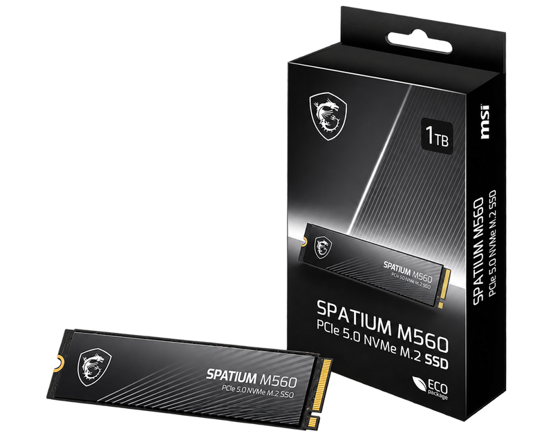 MSI SPATIUM M560 1TB PCIe Gen5 x4 NVMe 2.0 M.2 2280 SSD | 10200 MB/s | 1.3M IOPS | 600 TBW