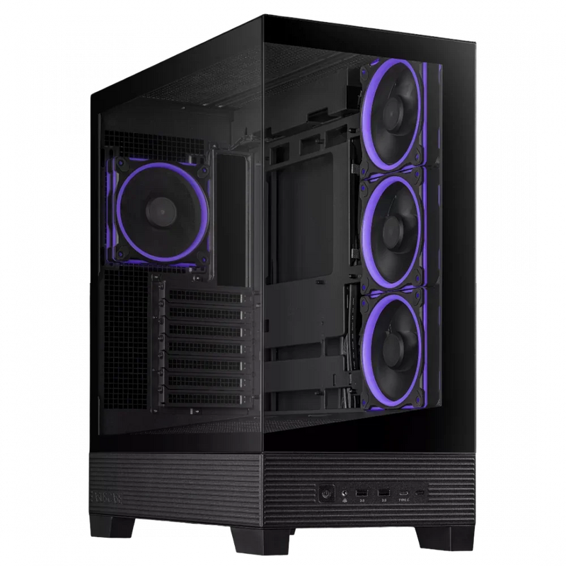 Asus A31 Plus TG ARGB Mid-Tower Case – Black, Dual Tempered Glass, BTF Hidden-Connector Support, 4x Pre-installed ARGB Fans