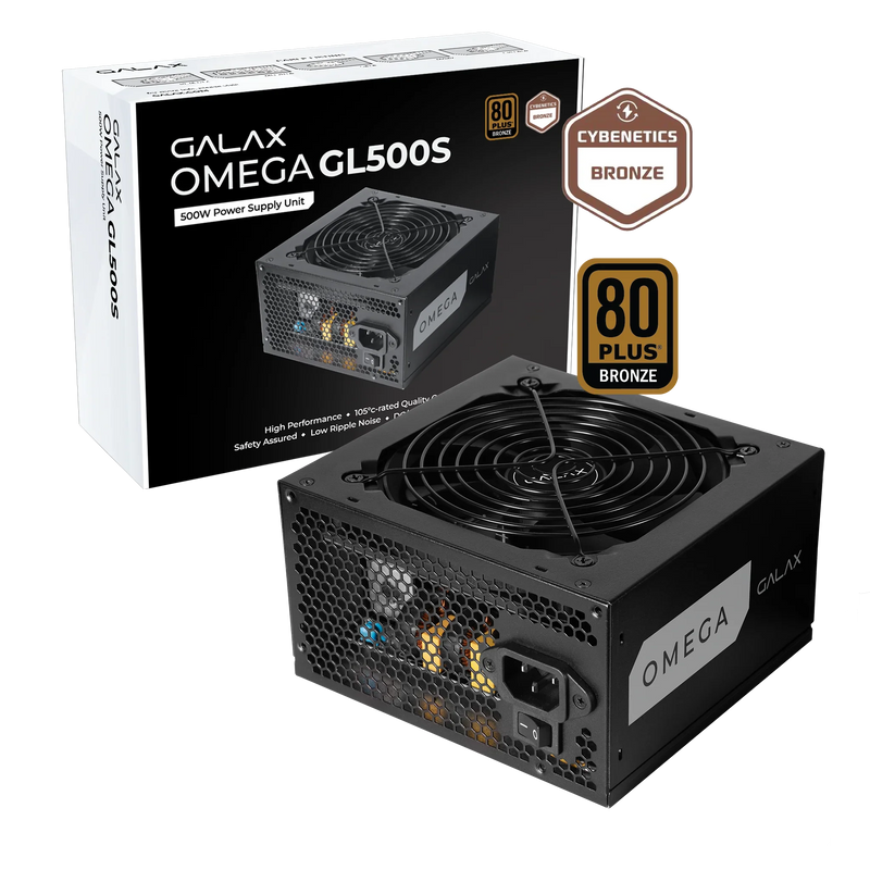 Galax Omega GL500S 500W Power Supply – 80+ Bronze & Cybenetics Bronze Certified PS – Non-Modular ATX
