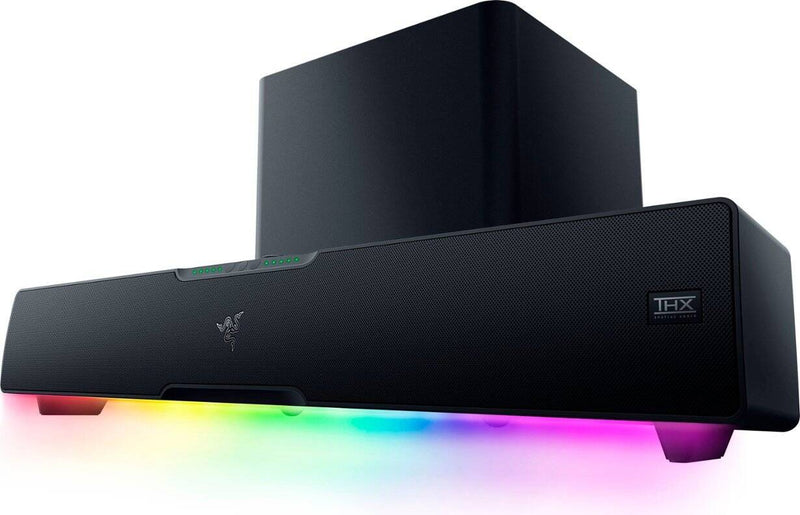 Razer Leviathan V2 Pro AI Beamforming Gaming Soundbar and Subwoofer | THX Spatial Audio | Head Tracking | 30-Zone Chroma RGB | 65W - Black